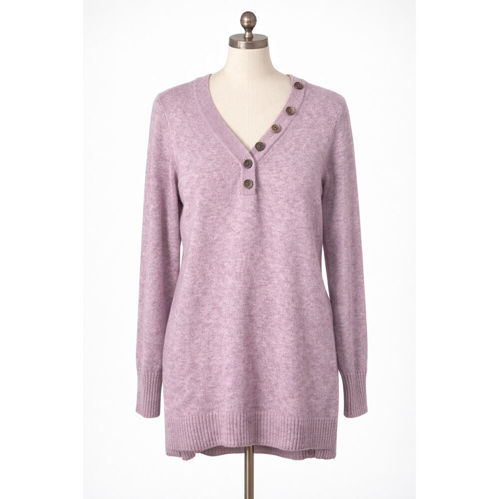 Anthropologie Lavender V-Neck Sweater Buttons Purple Sweater Buttons small